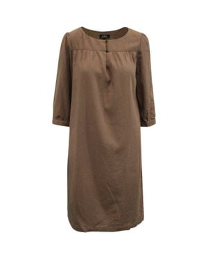 A.P.C. A. P.C. Belted 3/4 Sleeve Dress - Brown