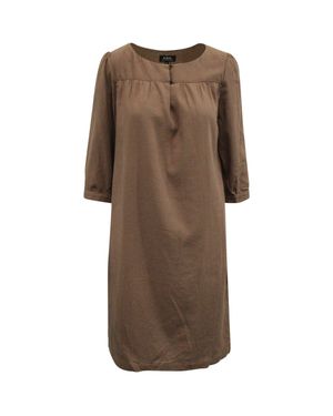 A.P.C. A. P.C. Belted 3/4 Sleeve Dress - Brown