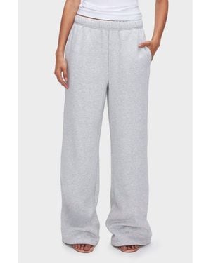 GOOD AMERICAN Brushed Fleece Wide Leg Pants - Gray