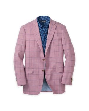 Paul Fredrick Wool Windowpane Single Breasted Notch Lapel Sport Coat - Purple