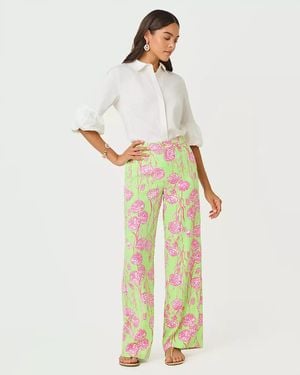 Lilly Pulitzer 32" Katerini High Rise Palazzo Pant - Green