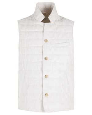 Seventy Quilted Sleeveless Linen Vest - White