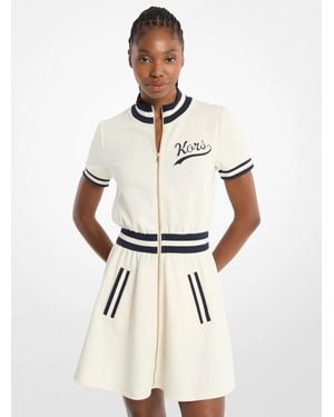 Michael Kors Outlet Cotton Blend Zip-Up Mini Dress - White