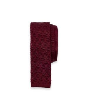 Paul Fredrick Geometric Knit Silk Tie - Red