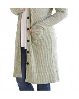 Michelle Mae Button-Front Rachel Ribbed Cardigan - Green