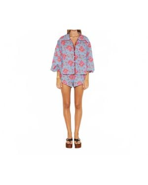 BOTEH Coquille Smock Blouse - Red