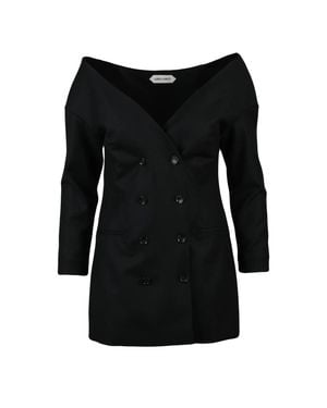 Alberta Ferretti Virgin Wool-Blend Boat-Neck Blazer - Black