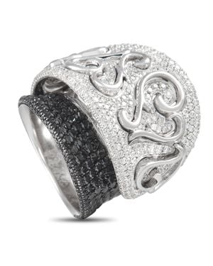 Maggioro 18K Multi Diamond Curved Heart Ring - Metallic