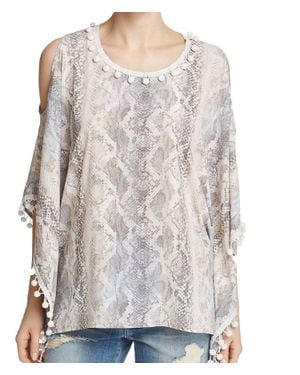 Tahari Valerie Cold-Shoulder Blouse - Gray