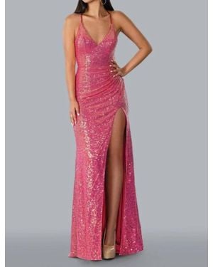 Tella Couture Long Sexy Sparkling Evening Gown - Pink