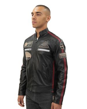 Infinity Leather Racing Leather Biker Jacket-Portland - Black