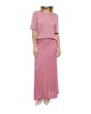 Maison Lurex Gala Lures Short Sleeve Top - Pink