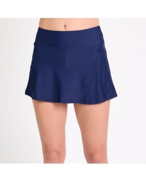 Calypsa High Waisted Mini Swim Skirt With Shorts - Blue
