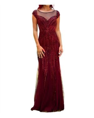 Adrianna Papell Sequin Embellished Evening Gown - Red
