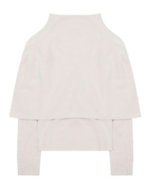 Alysi Layered Merino Wool-Cashmere Knit Sweater - White