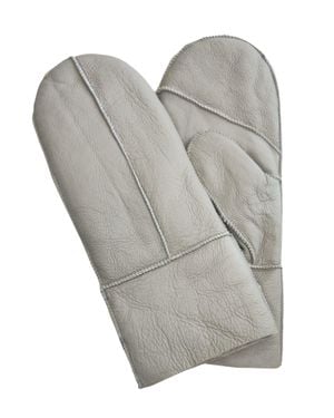 Infinity Leather Genuine Real Sheepskin Leather Mittens Warm Gloves - Gray