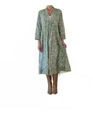 Just Darviny Karolina V-Neck Midi Dress - Green