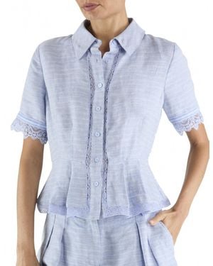 Ramy Brook Becky Peplum Top - Blue