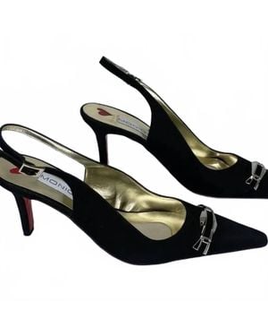 Monique Lhuillier Suede Slingback Pointed Toe High-Heel Pumps - Black