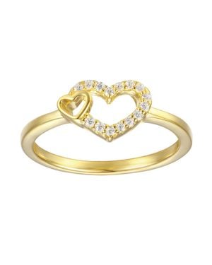 Junior Jewels 14K Over Sterling Children's Cubic Zirconia Double Heart Ring - Metallic
