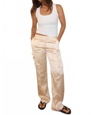 Et Clet Satin Straight Leg Cargo Pants - Natural