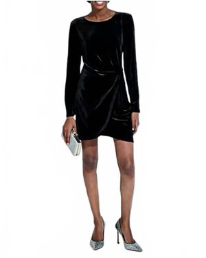 The Kooples Draped Velvet Mini Dress - Black