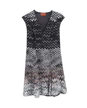 Missoni Printed V-Neck Mini Dress - Gray