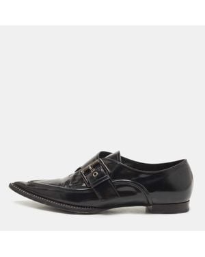 N°21 N21 Leather Crystal Embellished Buckle Loafers - Black