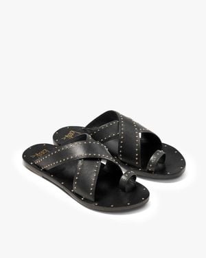Beek Curlew Leather Toe-Ring Sandal - Black