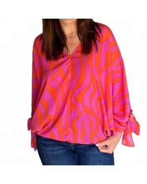 Easel Light Me Up V-Neck Blouse - Red