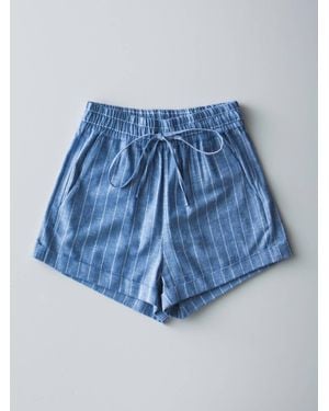 Trend:Notes Striped Linen Short - Blue