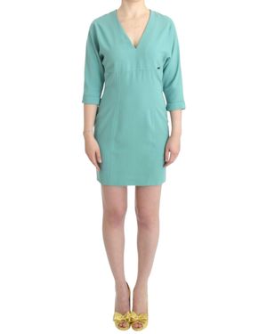 CoSTUME NATIONAL Elegant V-Neck Midi Dress - Blue