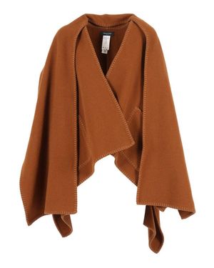 Fabiana Filippi Wool Cape With Unique Scarf Design - Brown
