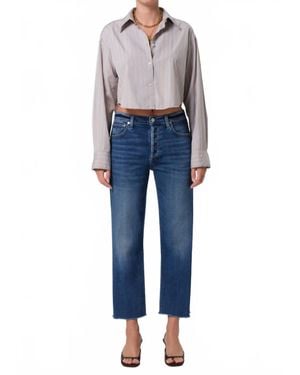 Citizens of Humanity Palma Straight Raw Hem Jeans - Blue