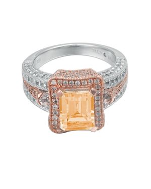 Suzy Levian Sterling Citrine 5.2 Cttw Ring - White