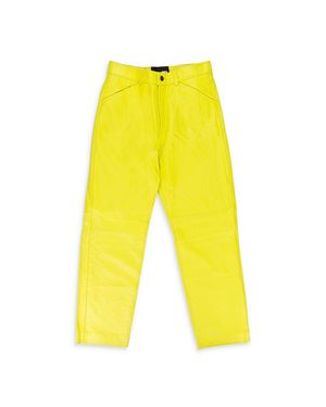 Sp5der Debossed Leather Casual Pants - Yellow
