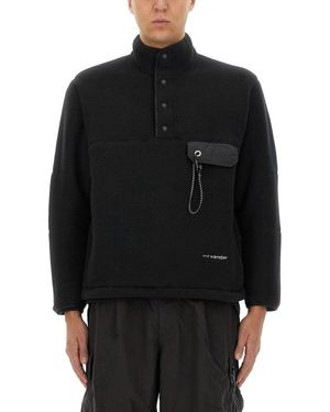 and wander High-Collared Fleece Pullover With Textured Finish - Black