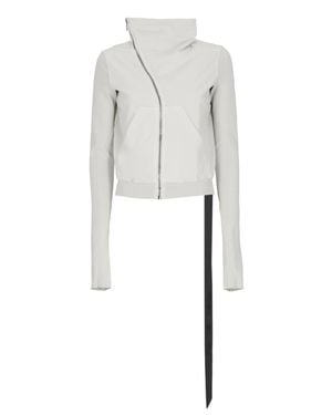 Rick Owens Mountain Asymmetric Zip Hoodie - White