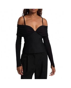 Jonathan Simkhai Hazel Off-The-Shoulder Sweetheart Top - Black