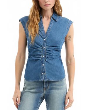 Veronica Beard Sera Denim Button-Down Shirt - Blue