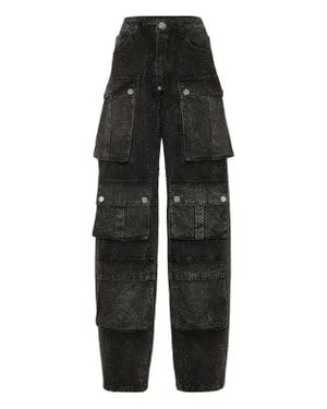 Philipp Plein Denim Cargo Pants Srtass - Black