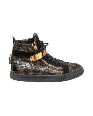 Giuseppe Zanotti Printed Snakeskin Sneakers - Black