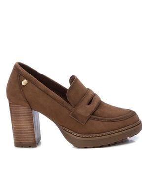 Xti Carmela Suede Leather Heeled Loafers - Brown