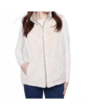 Charlie b Reversible Quilted Faux Fur Nylon Vest - White