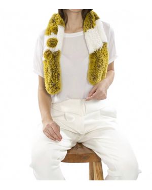 Jayley Coney Rabbit Fur Scarf - Yellow