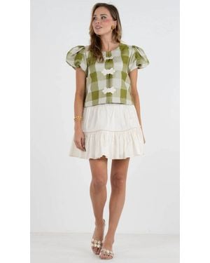 Emily Mccarthy Isabella Gingham Short Sleeve Top - Green