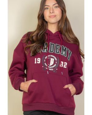 TRUEDAMES Graphic Kangaroo Pocket Drawstring Hoodie - Red