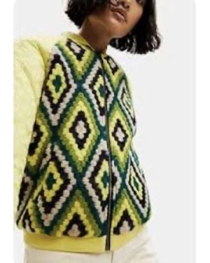 Desigual Baltimore Crochet Bomber Jacket - Green
