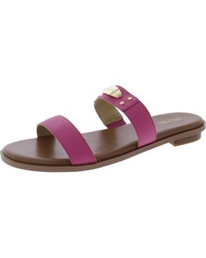 MICHAEL Michael Kors Mk Plate Slide Faux Leather Round Toe Slide Sandals - Purple