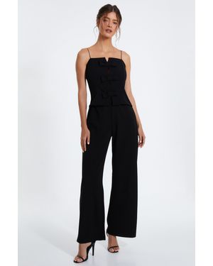 Quiz Scuba Crepe Bow Front Jumpsuit - Blue